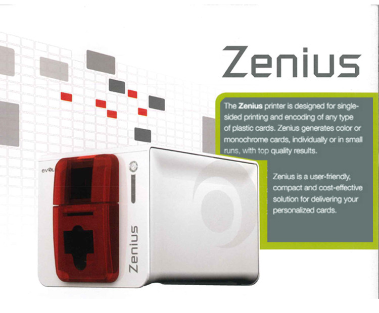 Evolis zenius id card printer single sided printing pvc/id card digital printer 300dpi print head